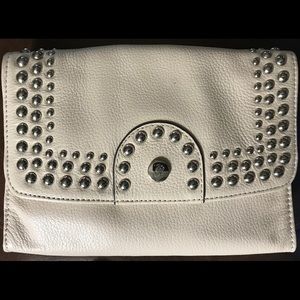 Leather Grace Adele Paige clutch in stone